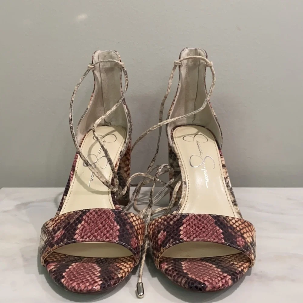 Jessica Simpson Snake Print Block Heel Sandals